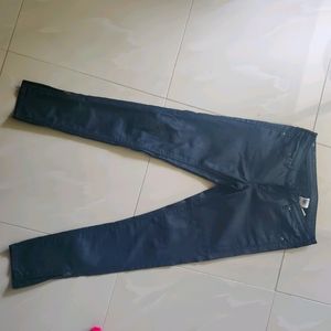 H&M &Denim skinny leather look jeans